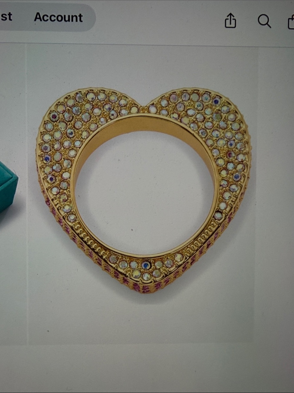 Kurt Geiger Gold Heart Bangle with Opalescent and Pink Crystal Accents